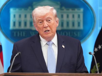 President Donald Trump speaks with reporters in the James Brady Press Briefing Room at the White House, Monday, April 6, 2026, in Washington. (AP Photo/Mark Schiefelbein)