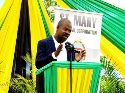 Central St Mary Member of Parliament Omar Newell addressing a commemorative ceremony marking National Chief Takyi Day at the Claude Stuart Park in Port Maria, St Mary on Wednesday.