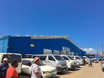 The outside of the Charles Gordon Market in Montego Bay, St James, which was significantly damaged following the passage of Hurricane Melissa on October 28, 2025.