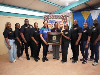 Representatives of JAMLEO at last year’s humanitarian mission at Marcus Garvey Technical High School in St Ann.