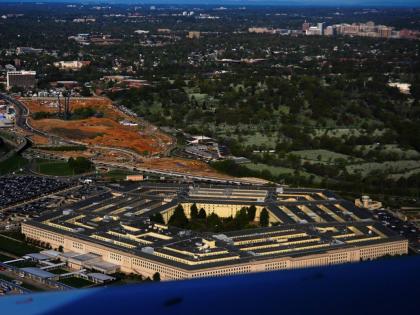 The Pentagon is seen from an airplane, Tuesday, April 7, 2026, in Washington. (AP Photo/Julia Demaree Nikhinson)