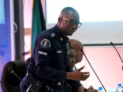 Senior Superintendent of Police Eron Samuels, the commanding officer for the St James Police Division, addresses the monthly meeting of the St James Municipal Corporation on Thursday, April 9.