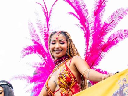 Dancehall star Shenseea popped up on the road, adding a little extra star power to the road in a custom snake-inspired costume designed by Anna-Lisa Guthrie for the 2026 Carnival in Jamaica Road March. 