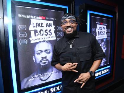 Machel Montano poses for cameras at the premiere of his documentary, ‘Like Ah Boss: Journey of a Soca King’, held on Tuesday night at Palace Amusement’s Carib 5 cinema in Cross Roads, St Andrew.