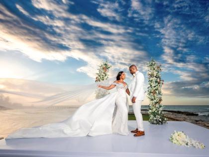 The Robinsons tied the knot on March 7 at The Palms Rose Hall in Montego Bay.