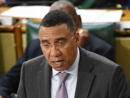 Prime Minister Dr Andrew Holness making a presentation in the House of Representatives on April 14.