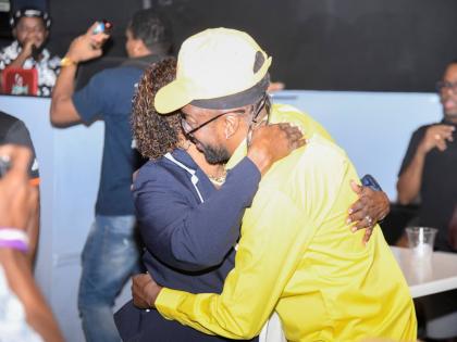 Minister of Culture, Gender, Entertainment and Sport Olivia ‘Babsy’ Grange hugs Beenie Man at the launch of his Summa Sizzle on Wednesday at 100 Kingston on Hope Road, St Andrew.