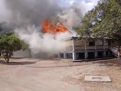 A fire at Up Park Camp on July 25, 2026.