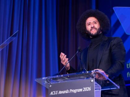 Colin Kaepernick speaks at the ACLU’s 2026 Biennial Leadership Conference in Washington on July 24. 