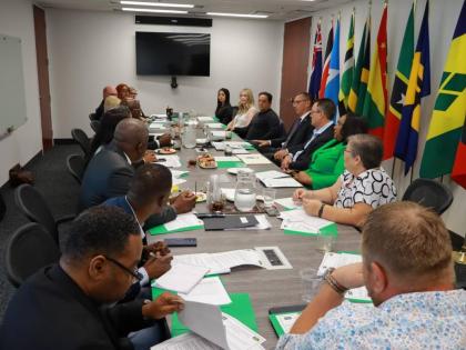 Officials from the Ministry of Labour and Social Security, Jamaica Liaison Service, FARMS and Service Canada engage in high-level bilateral discussions at the FARMS headquarters in Mississauga, Ontario, recently, to review the Seasonal Agricultural Workers