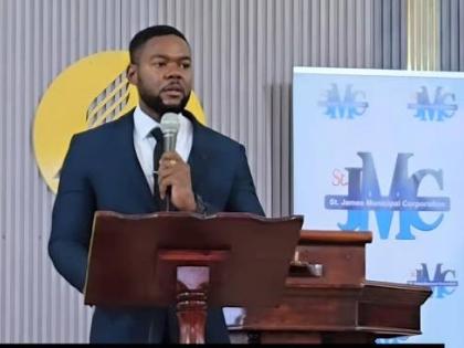 Mayor of Montego Bay Richard Vernon addressing the St James Municipal Corporation Emancipation and Independence Church Service at the Norwood Seventh-day Adventist Church on Saturday. 