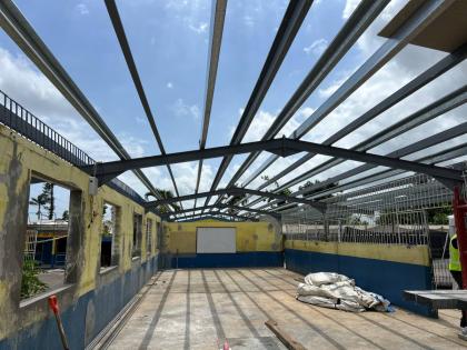 Construction progresses at Petersfield Primary School in Westmoreland, where roofing work is nearing completion and new windows are set to be installed as part of the institution’s $302 million reconstruction following damage due to Hurricane Melissa.