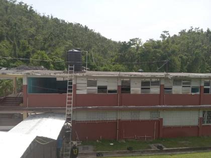 Restoration work on a section of the Maggotty High School in St Elizabeth, several months after it sustained structural damage during the passage of the Category 5 Hurricane Melissa on October 28, 2025.