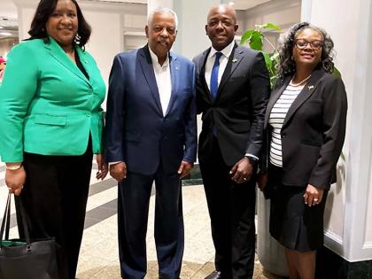 Left to right: Marsha Coore Lobban, Jamaica’s high commissioner to Canada; Alvin Curling, former Speaker of the Ontario Leoislature; Pearnel Charles Jr, minister of labour and social security; and Althea Riley, chief liaison officer of the Jamaican Liais