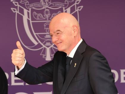 FIFA President Gianni Infantino arrives for the inauguration of Colombia’s new president, Abelardo de la Espriella, in Cali, Colombia, on Friday, August 7.  