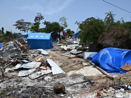 In this photo demolished structures are seen strewn on the ground in Coopers Pen, Trelawny