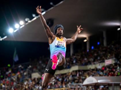 Jamaica’s Tajay Gayle competes in the men’s long jump.