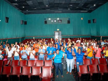  Awardees of the 2026 JWN Foundation Scholarship cohort with volunteers and directors during the recently staged Movie Day and Awards Ceremony at the Palace Cineplex in Kingston. 