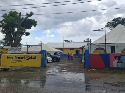 A section of the Ferris Primary school compound which houses the Grade 3 classroom and upward, shows apparent readiness following work that was done on the roofs and a fresh paint job.
