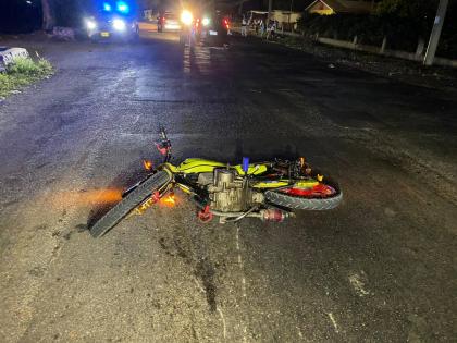A motorcycle that was involved in a crash along Swansea main road in Clarendon on Friday, September 4, 2026.