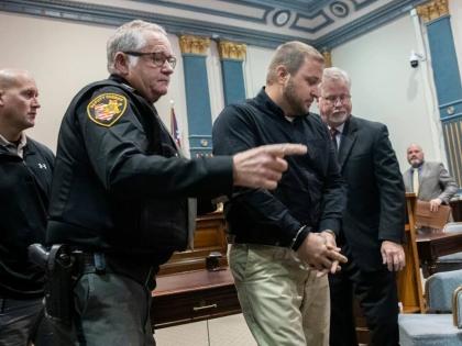 Jeriah Mast, a former missionary for Christian Aid Ministries, is taken into custody after his sentencing at Holmes County Courthouse Tuesday, November 5, 2019 in Millersburg, Ohio. 