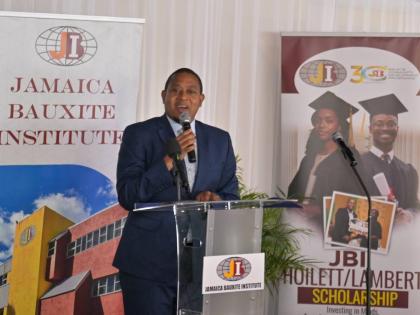 Minister of Agriculture, Fisheries and Mining, Floyd Green, delivers the keynote address during the Jamaica Bauxite Institute (JBI) Hoilett/Lambert Scholarship 2026 Awards Ceremony, held on September 4 at the Terra Nova All-Suite Hotel in St Andrew. – Co