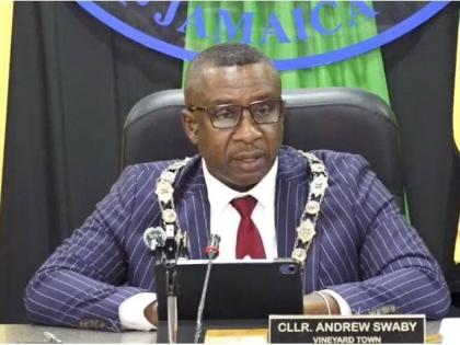 Mayor of Kingston, Andrew Swaby, speaking at the monthly meeting of the Kingston and St Andrew Municipal Corporation on Tuesday, September 8. 