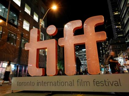 A sign for the Toronto International Film Festival appears on the opening night of the festival in Toronto on September 5, 2024.