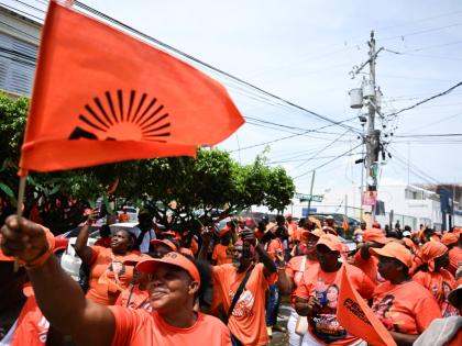 
In this 2025 photo, PNP supporters are seen on the streets on Nomination Day in Morant Bay, St Thomas.