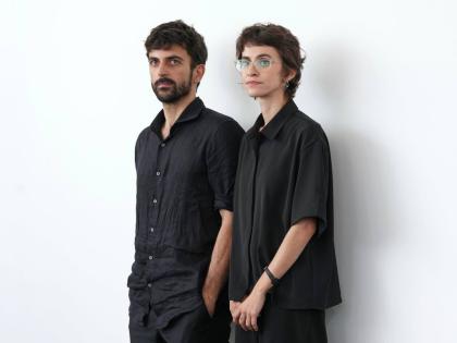 AP 
Directors Yuval Abraham (left) and Rachel Szor pose for photographers at the photo call for the film ‘Naza’ during the 83rd edition of the Venice Film Festival in Venice, Italy, on Thursday.