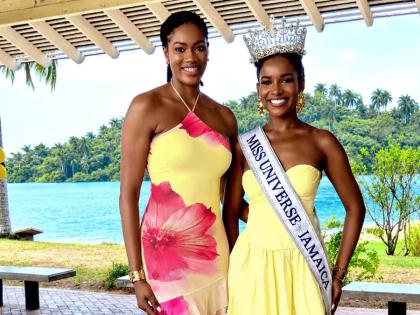 Shanique Rogers (left), Miss Universe Jamaica Portland Parish Director, and Miss Universe Jamaica 2026 Celene Hall.