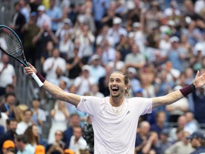 Alexander Zverev, of Germany, celebrates after he won the men’s singles final of the US Open tennis championships against Ben Shelton, of the United States in New York yesterday.  