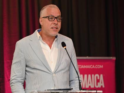 Deputy Director of Tourism for the Americas, Phillip Rose, addressing delegates at the opening forum of the Jamaica Product Exchange at Moon Palace Jamaica in Ocho Rios, St Ann on September 14, 2026.