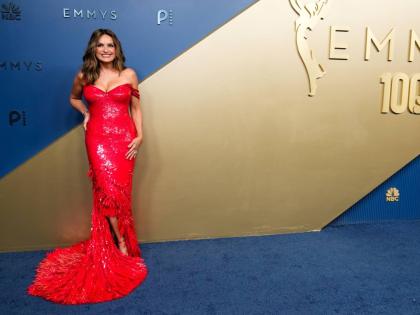Mariska Hargitay arrives at the 78th Emmy Awards at the Peacock Theater in Los Angeles on Monday. Hargitay, the longtime ‘Law & Order: Special Victims Unit’ star and a three-time Emmy winner, will host the show on NBC, which has rolled out a peacock bl