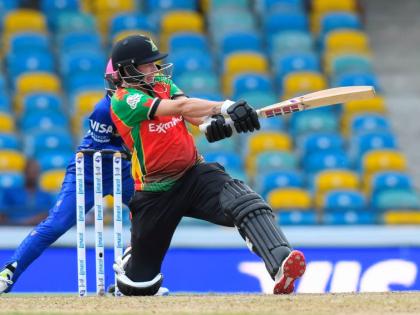 Action between the Guyana Amazon Warriors and the Barbados Tridents Women during the Women’s Caribbean Premier League on Sunday.