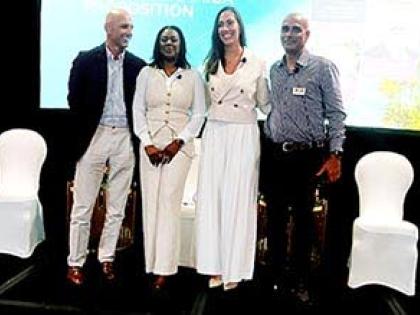 From left: Josef Forstmayr, managing director of Round Hill Hotel; Sharon Logan, director of sales and marketing at Half Moon and moderator; Eva Damato, senior director of Luxury Lifestyle Marketing, Travel Leaders Network; and John Byles, executive deputy