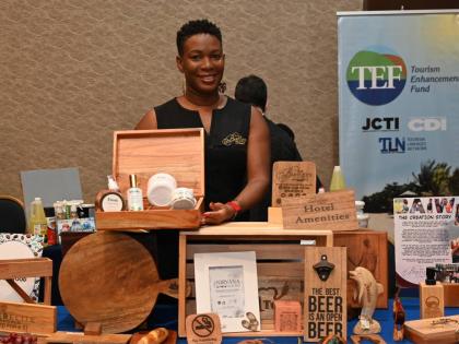 Lacey Ann Bartley, managing director of Bartley’s AllInWood, displaying some of her products.
