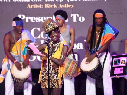 Ma-Isheeba (centre) celebrates decades in music with five BPI-certified discs presented at Tuesday’s Excellence in Music Ceremony. Supporting her onstage are members of her band, whom she affectionately calls her ‘tribe’.