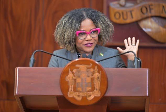 Minister of Education, Skills, Youth and Information, Senator Dana Morris Dixon, speaking at a post-Cabinet press briefing at Jamaica House on October 1.
