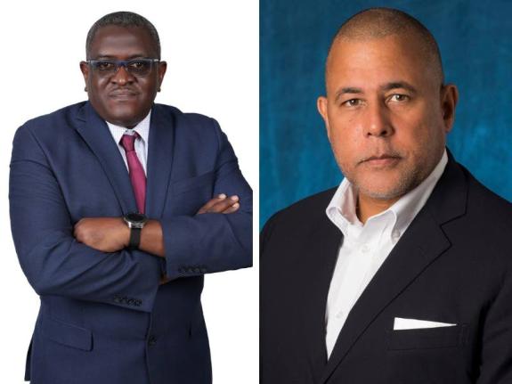Chief Executive Officer of the RJRGLEANER Communications Group, Anthony Smith (left), and Managing Director of Jamaica Observer Limited, Dominic Beaubrun.