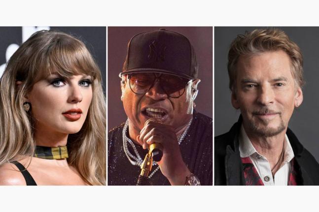 This combination of images shows (from left) Taylor Swift, LL Cool J, and Kenny Loggins. 