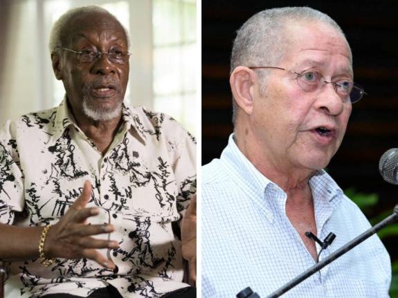 This combination photo shows former prime ministers of Jamaica P.J. Patterson (left) and Bruce Golding. 