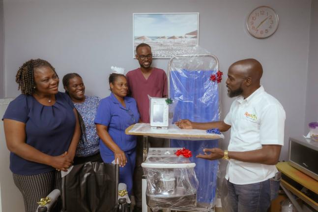 Don-Juanique Gardener (right), crash survivor, handed over medical equipment to the St Ann’s Bay Hospital on October 16. Receiving the donation are from left: Dr Tanya Hamilton-Johnson, senior medical officer at the St Ann’s Bay Hospital; Debby-Ann Hen
