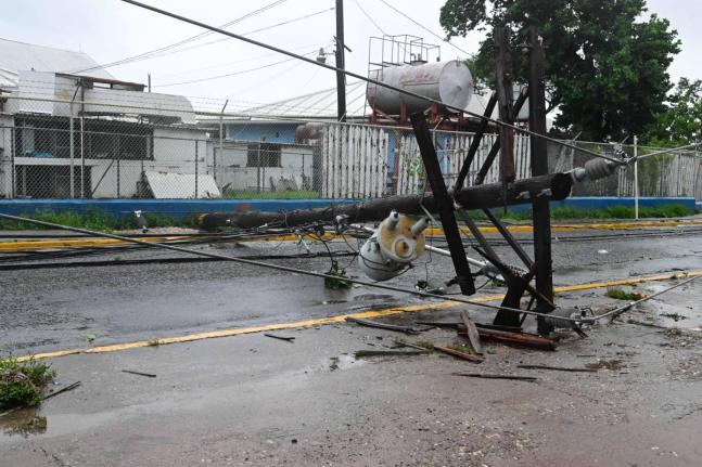 A downed light pole along Authur Wint Drive in St Andrew during the passage of Hurricane Melissa on October 28.