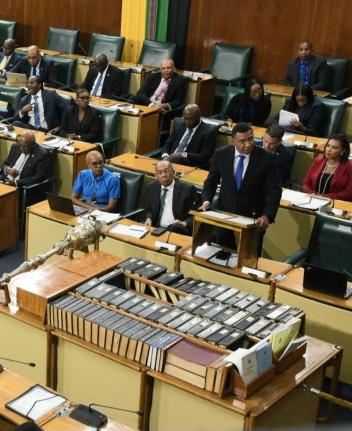 Prime Minister Dr Andrew Holness speaking in Parliament on Hurricane Melissa on Tuesday, November 4.
