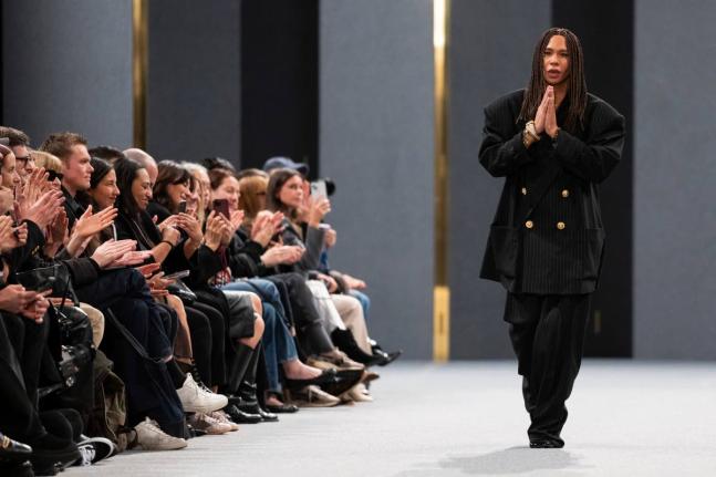  Designer Olivier Rousteing appears after the Balmain Fall/Winter 2025-2026 Womenswear collection is presented in Paris on March 5, 2025.