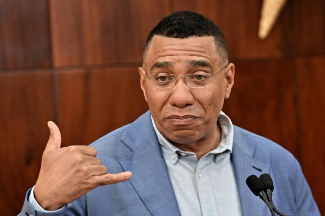 Prime Minister Dr Andrew Holness addressing yesterday’s special press briefing at Jamaica House in St Andrew. 