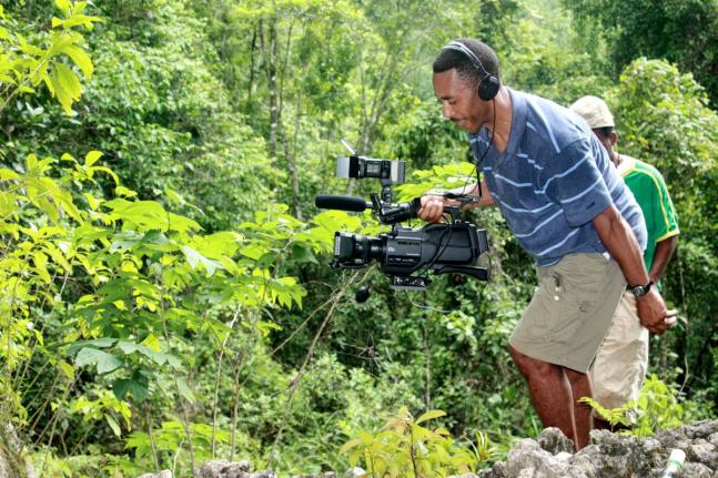 In this file photo, Jamaica-born filmmaker, Roy T. Anderson, capturing footage for his film, ‘Akwantu – The Journey’, on location at the Peace Cave in Accompong, St Elizabeth. Anderson is spearheading the ‘Let’s Rebuild Jamaica Strong’ fundrais