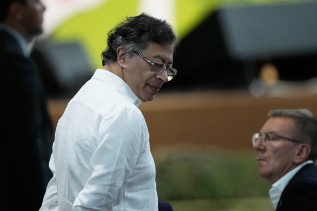 Colombia's President Gustavo Petro looks on prior to a plenary session at the COP30 United Nations Climate Summit, in Belem, Brazil on November 6, 2025. 