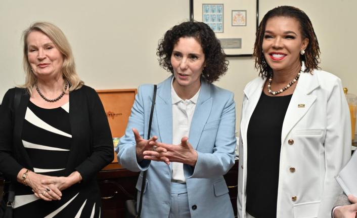 Audrey Marks (right), minister without portfolio in the Office of the Prime Minister with responsibility for efficiency, innovation and digital transformation, and co-chair of the Government’s Private Sector Coordination Committee to Bolster Recovery; sp